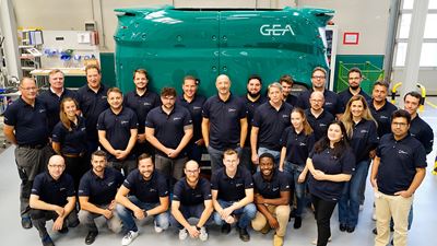 The team behind GEA's latest automated feeding technology poses for a group photo.